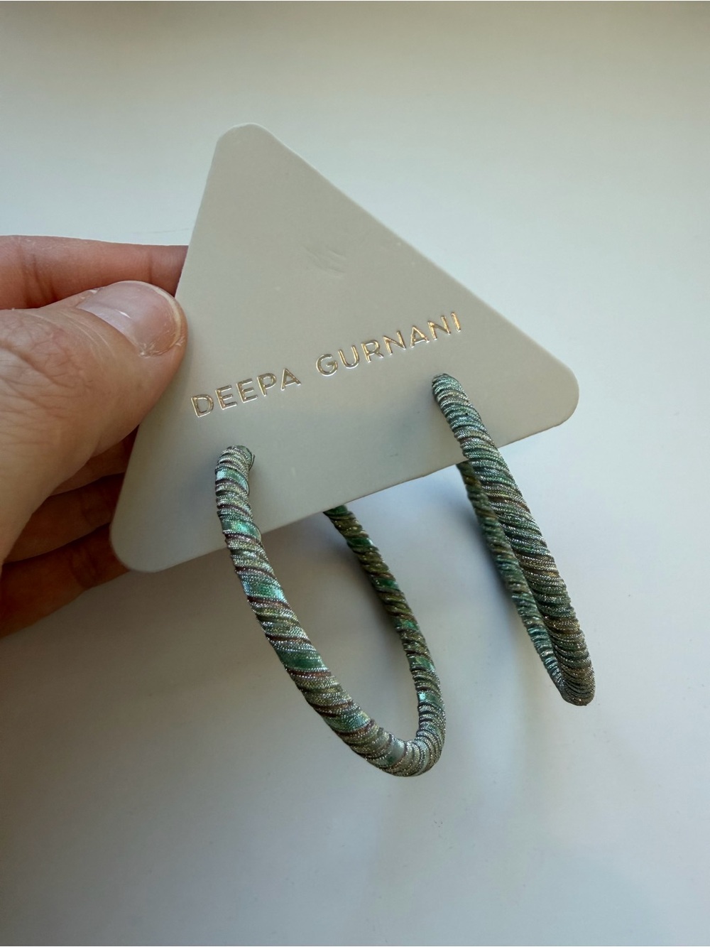 Deepa Gurnani Ozari Green Wrapped Hoop Earrings